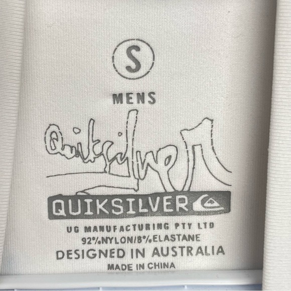 QUICKSILVER Men’s White All Time Short Sleeve UPF 50 Rash guard in Small - Picture 6 of 7